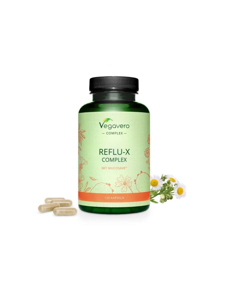 Reflu-X Complex mit Mucosave / Билкова смес срещу киселинен рефлукс, 120 капсули, 100% Vegan