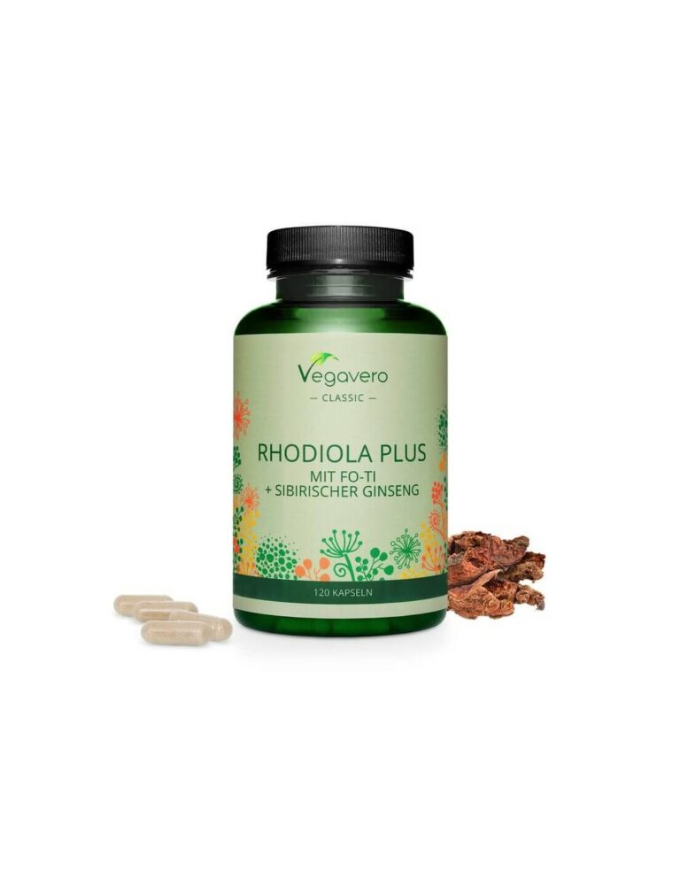 Rhodiola Plus mit Fo-Ti + Sibirischer Ginseng / Златен корен + Фо-ти и Сибирски женшен, 120 капсули, 100% Vegan