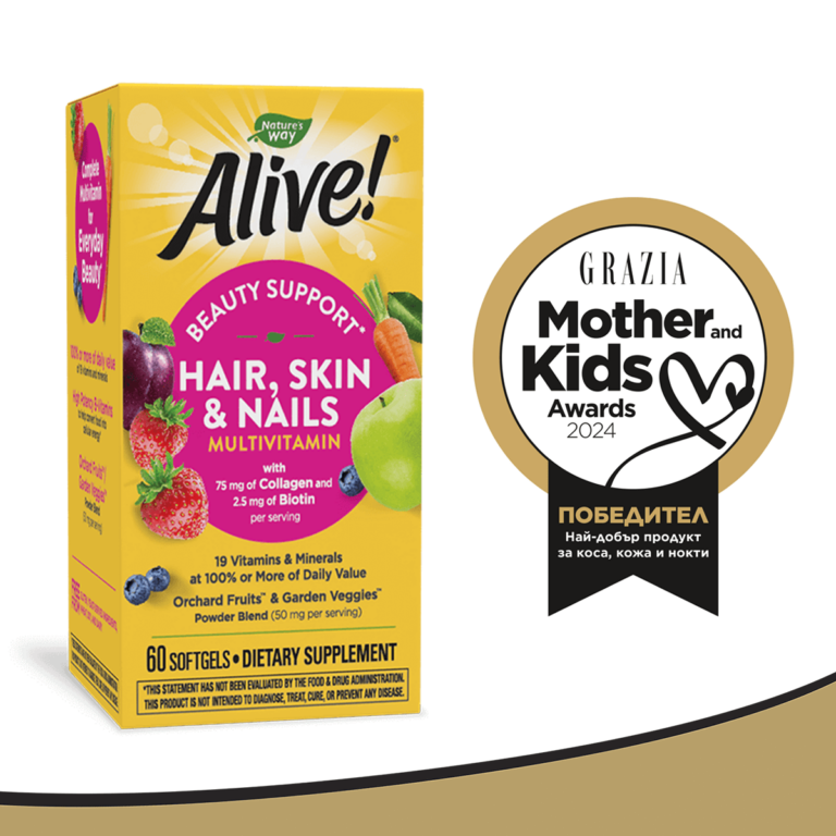 Мултивитамини за коса, кожа и нокти Алайв - Alive! Hair, Skin & Nails Multivitamin, 60 софтгел капсули - Image 2