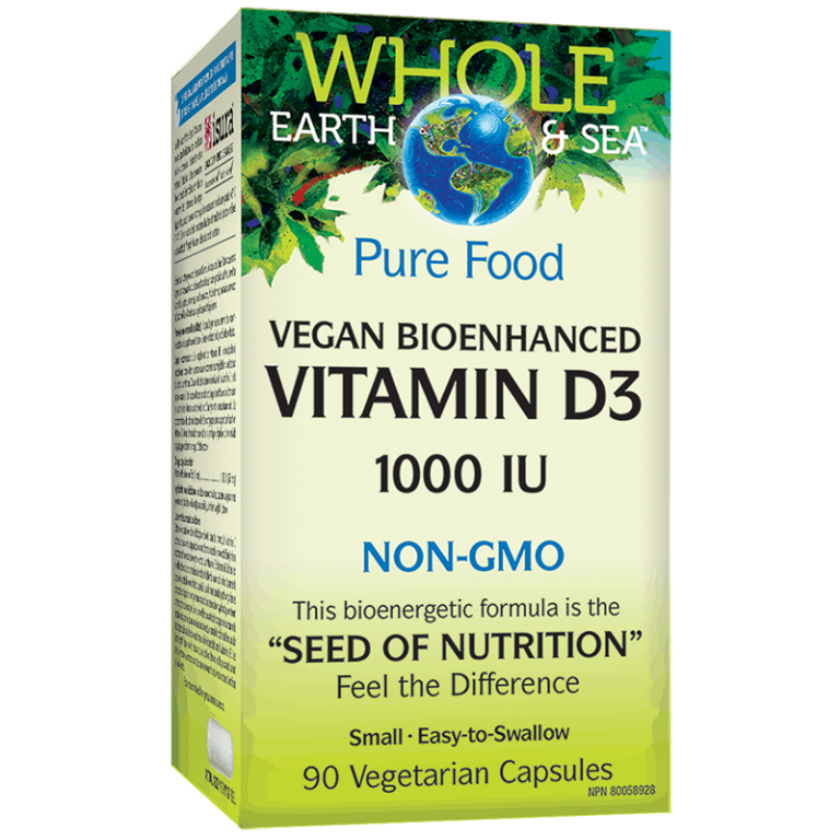 Витамин D3 за вегани - Vitamin D3, vegan, bioenhanced Whole Earth & Sea® 1000 IU, 90 капсули