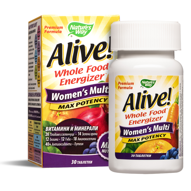 Мултивитамини за жени максимум сила Алайв - Alive! Women's Multi Max Potency Whole Food Energizer, 30 таблетки - Image 2