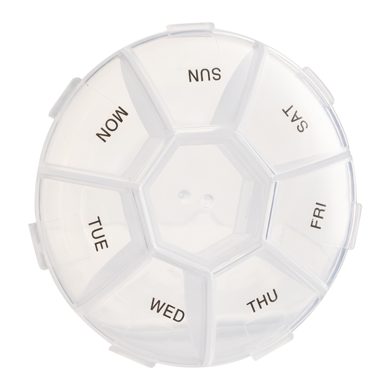 Кръгла кутия за лекарства за 7 дни