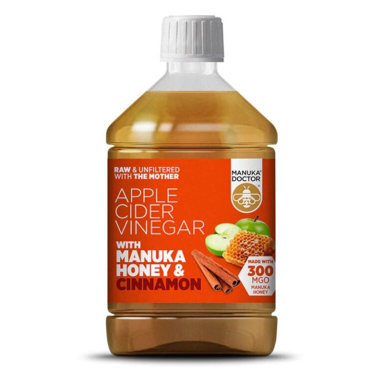 Ябълков оцет + мед от манука и канела - Apple Cider Vinegar with Manuka Honey & Cinnamon (300 MGO), 500 ml