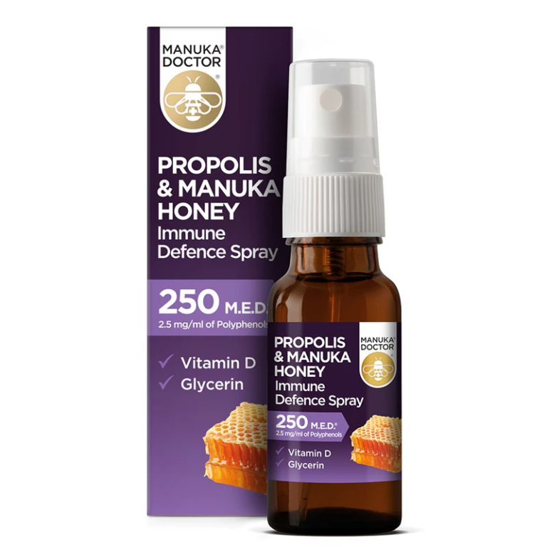 Propolis & Manuka Honey Immune Defence Spray 250 M.E.D/ Спрей за гърло с прополис (250 M.E.D), мед от манука и витамин D3, 20 ml