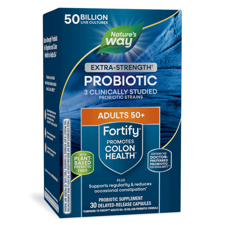 Пробиотик + пребиотици 50+ високо дозирани - Fortify Age 50+ Probiotic Extra Strength, 50 млрд. активни пробиотици, 30 капсули