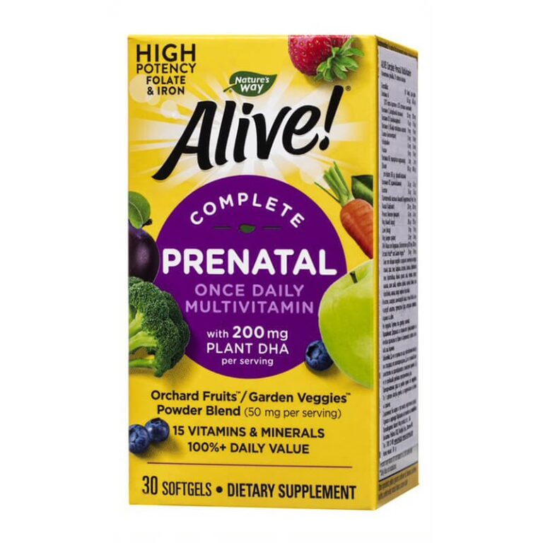 Мултивитамини за бременни Алайв с растителна DHA - Alive! Complete Prenatal Multivitamin, 30 софтгел капсули