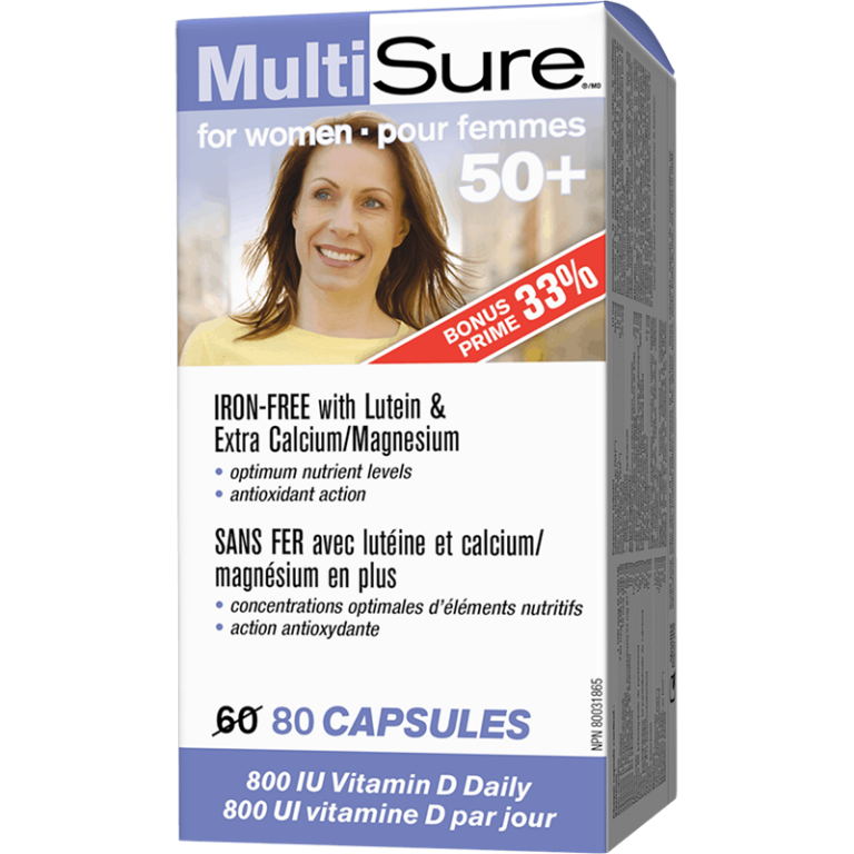 MultiSure® Women 50+/ Мултивитамини за жени 50+ с Лутеин, Калций и Магнезий x 80 капсули