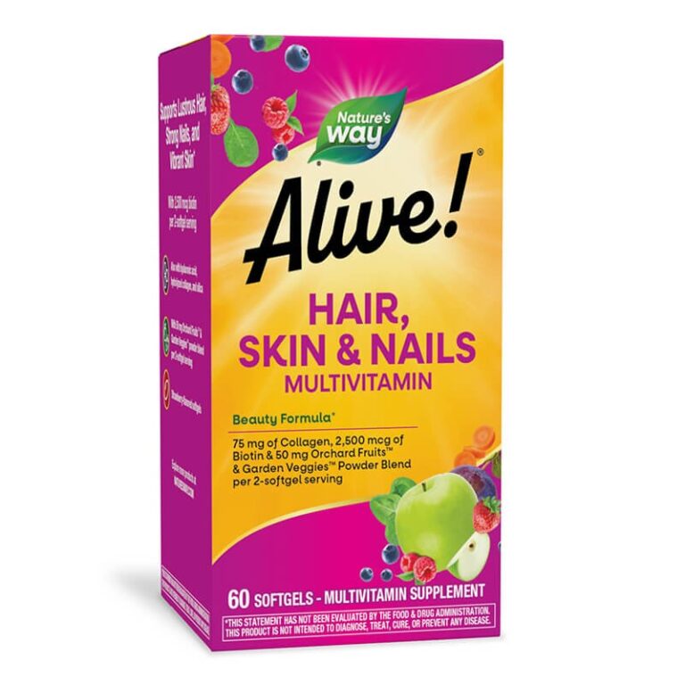 Мултивитамини за коса, кожа и нокти Алайв - Alive! Hair, Skin & Nails Multivitamin, 60 софтгел капсули - Image 5