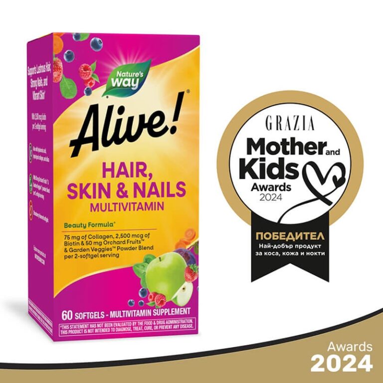 Мултивитамини за коса, кожа и нокти Алайв - Alive! Hair, Skin & Nails Multivitamin, 60 софтгел капсули - Image 6