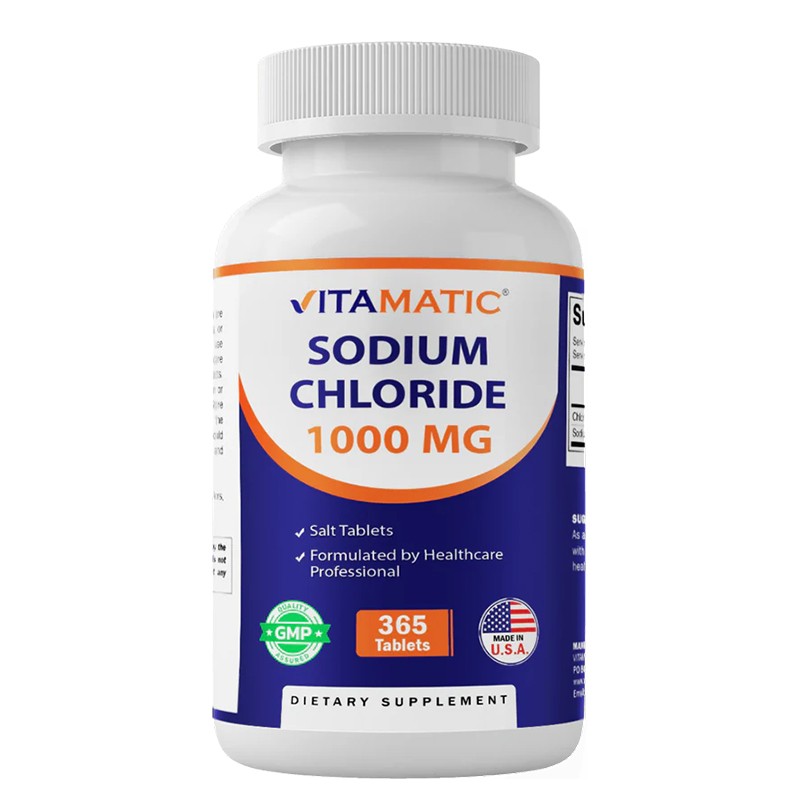 Натриев хлорид – Електролитен баланс и хидратация, 1000 mg, 365 таблетки