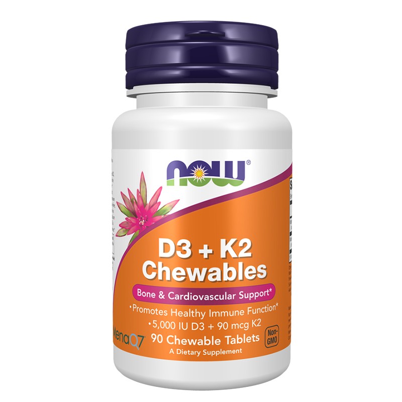 Витамин D3 5000 IU + K2 90 µg – Здрави кости и правилно усвояване на калций, 90 дъвчащи таблетки